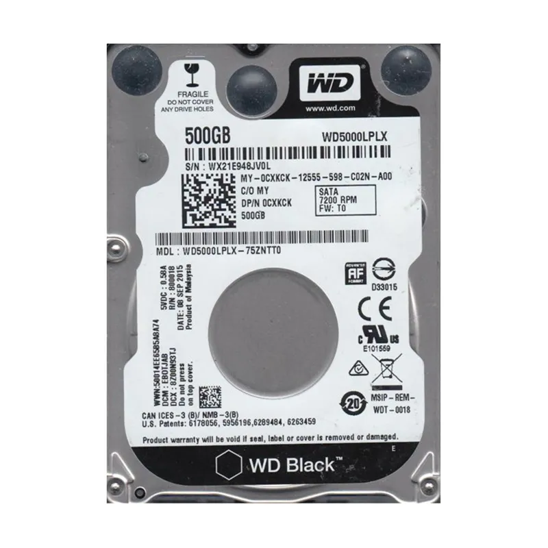 هارد لپ تاپ 500 گیگ وسترن دیجیتال _ 2.5 ایچی استوک_ مدل  WD5000LPLX